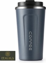 ITAGALA Premium RVS Koffiebeker To Go - Thermosbeker - Travel Mug voor Koffie en Thee - Theebeker - 380ml - Blauw