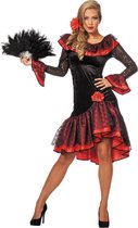 Wilbers & Wilbers - Spaans & Mexicaans Kostuum - Rood Zwarte Hola Que Tal Spaanse De Luxe Flamenco Jurk Vrouw - Rood - Maat 48 - Carnavalskleding - Verkleedkleding