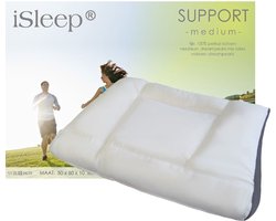 iSleep Support Hoofdkussen - Medium - Medium Kussen - 50x60x10 cm - Wit - Neksteun en Ventilatieband