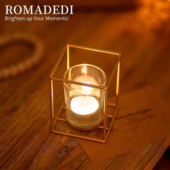 Romadedi Photophore En Verre : Cylindre En Verre Noir Avec Fond En Métal Pour Bougies, Bougies Piliers, Bougies Chauffe-plat, Photophores D'extérieur Pour Décoration De Table, Salon, Jardin