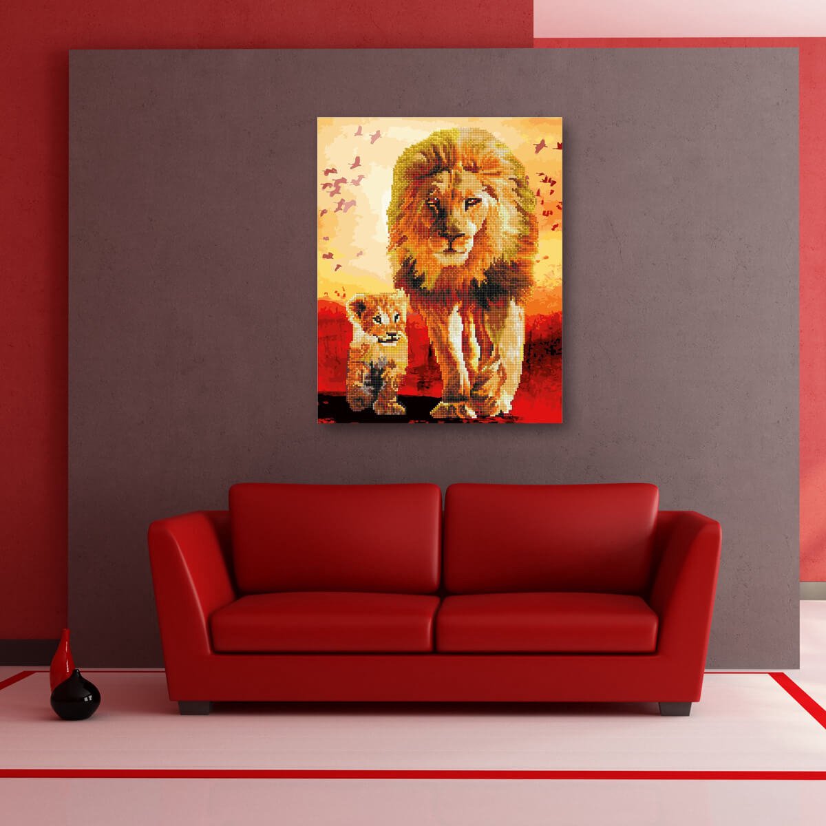 Schilderen Op Nummer Volwassenen DIY Hybrid Paint By Number Diamond Painting - Compleet Hobby Pakket op Frame met Vernis - ®Arty Bee - The Lion King - 40x50cm — afbeelding 3