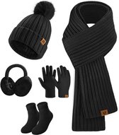 Ensemble Bonnet + écharpe + Gants Femme – Double épaisseur Polaire – Ultra Chaud Pour L’hiver – Couleur Rose – Cadeau Noël