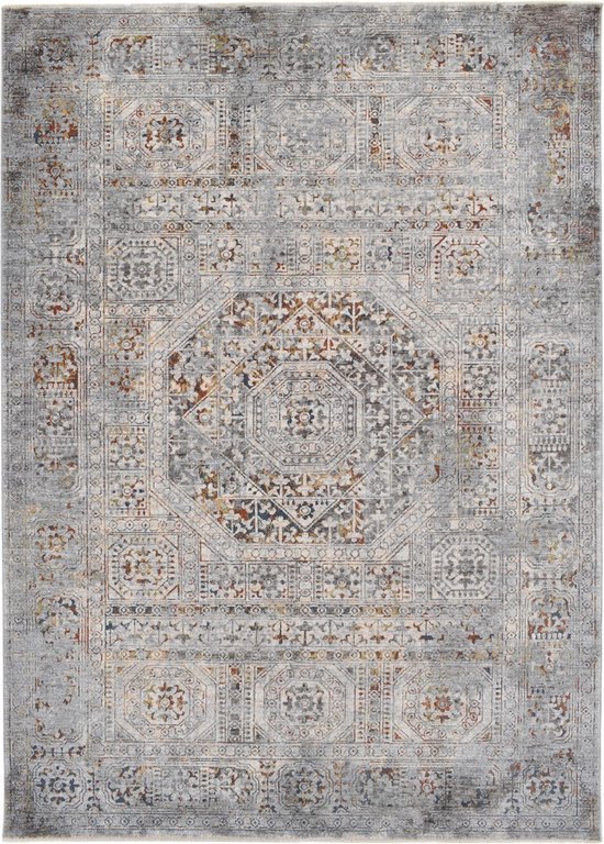 Vercai Rugs Bellagio Collectie - Hoogpolig Vloerkleed - Polyester - Multi -Grijs - 160x240 cm