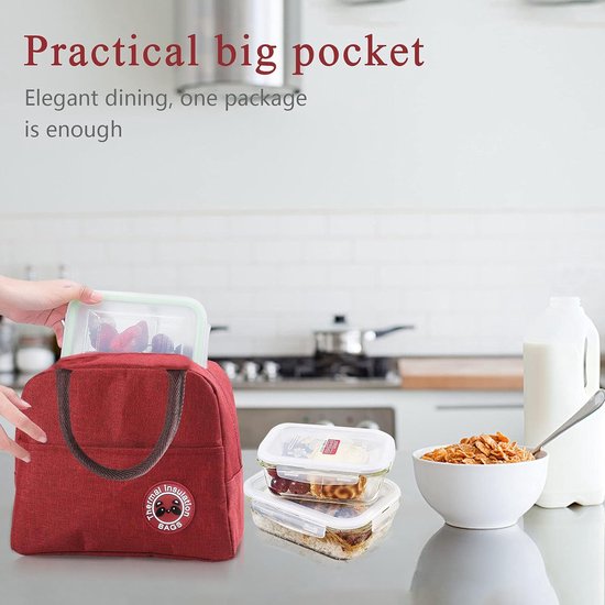 Koeltas lunch - lunchtas volwassenen - kinderen - lunchtrommel - picknicktas - koelzak - coolbag - waterdicht - lunchtas - koeltasje - Rood van KOEL — afbeelding 2