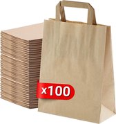 Tavas Sacs en papier 100 pièces marron 22x10x28 cm sacs en papier avec poignée sacs cadeaux de Noël