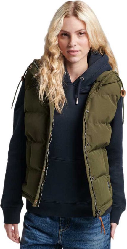 Superdry Jas Hooded Everest Gilet W5010907a Surplus Goods Olive Lo3 Dames Maat - XL