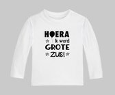 StylShop T-shirt lange mouw | Hoera ik word grote zus | wit | maat 92