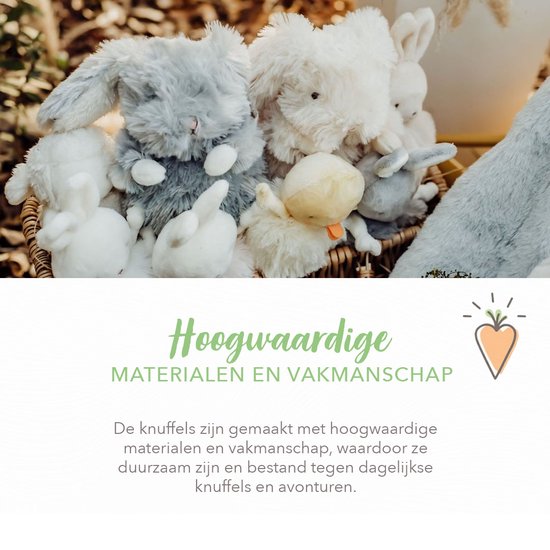 Bunnies By The Bay Wee Brownie Knuffel - Knuffeldier - Geborduurde details - Konijn - 18 cm - Bruin van Bunnies By The Bay — afbeelding 2