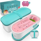 IJscontainer voor consumptie-ijs, 1,5 l, herbruikbare zelfgemaakte ijscontainers met siliconen deksel, stapelbare vries-opbergdozen voor yoghurt, set van 2