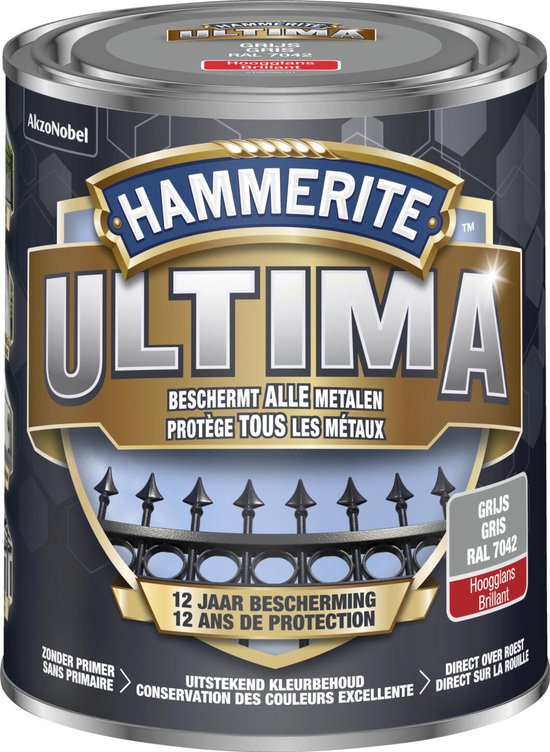 Hammerite Ultima - Hoogglans - Grijs - 0.75L