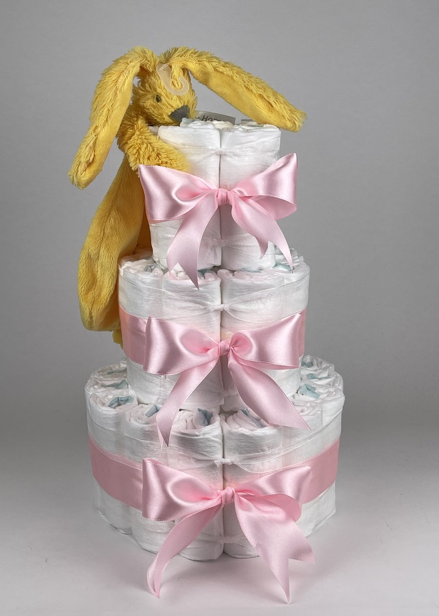 Goedkoopste Chouette-Chouette | Luiertaart Meisje | Kraamcadeau | Geboorte Meisje | Babyshower | Tuttle Konijn Richie Geel - Roze