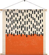 Textielposter Scandinavisch Oranje Vierkant M (30 X 30 CM) - Wandkleed - Wanddoek - Wanddecoratie