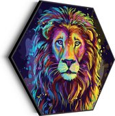 Tableau Acoustique Coloré Lion Hexagone Basic XL (140 X 121 CM) - Panneau acoustique - Panneaux acoustiques - Décoration murale acoustique - Panneau mural acoustique