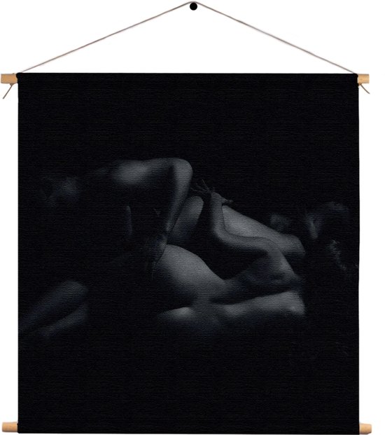 Textielposter De Sexy Orgie Artwork Vierkant XL (60 X 60 CM) - Wandkleed - Wanddoek - Wanddecoratie