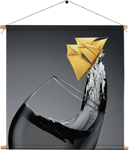 Textielposter Sailing Wine 02 Vierkant M (30 X 30 CM) - Wandkleed - Wanddoek - Wanddecoratie