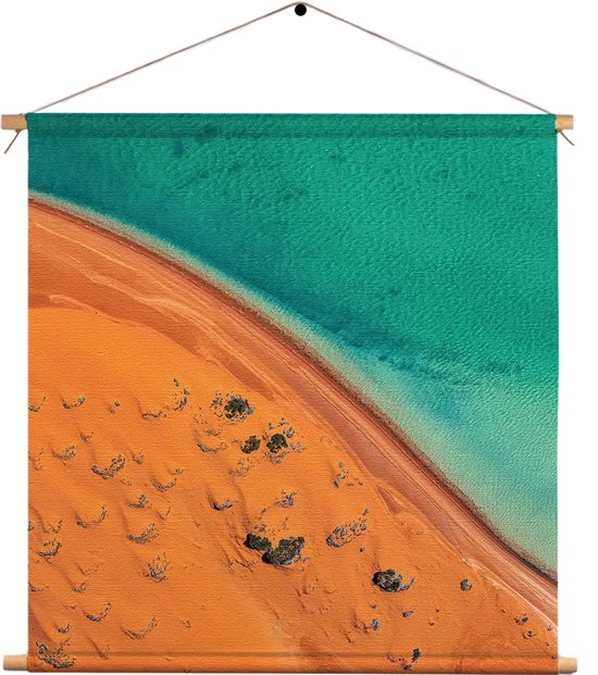 Textielposter Kleurrijke woestijn Vierkant CM) - Wandkleed - Wanddoek - Wanddecoratie