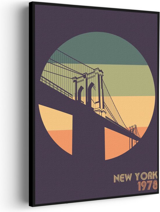 Akoestisch Schilderij New York 1978 Illustratie Rechthoek Verticaal Basic S (50 X 70 CM) - Akoestisch paneel - Akoestische Panelen - Akoestische wanddecoratie - Akoestisch wandpaneel
