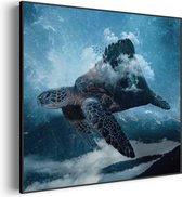 Akoestisch Schilderij De Vliegende Zeeschildpad Vierkant Pro L (80 X 80 CM) - Akoestisch paneel - Akoestische Panelen - Akoestische wanddecoratie - Akoestisch wandpaneel