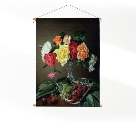 Textielposter Modern Stil Leven Bloemen 01 XL (125 X 90 CM) - Wandkleed - Wanddoek - Wanddecoratie