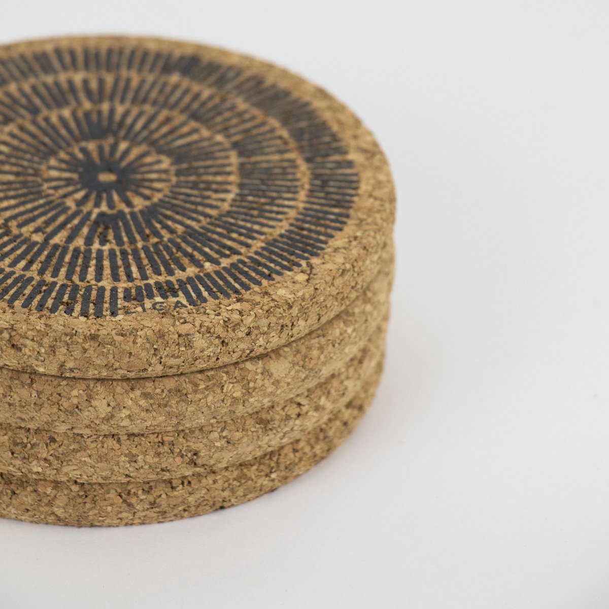 LIGA - Onderzetter Lijnen Set van 4 Stuks - Kurk - Beige -