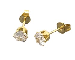 Plux Fashion Steker Oorbellen - Goud - 5mm - Stainless Steel - Heren - Dames - Sieraden - Goude Oorbellen - Steker Oorbellen - HipHop Oorbellen - Sieraden Cadeau - Luxe Style - Duurzame Kwaliteit - Kerst - Black Friday