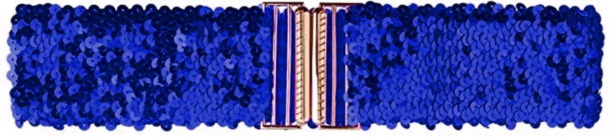 Sparkle Tailleriem Blauw | Sequins / Glitter Pailletten | 65 - 95 cm | Elastische Riem | Fashion Favorite