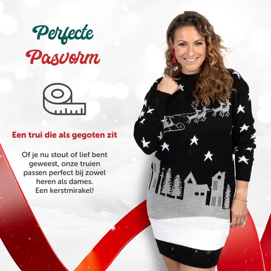 Ugly Christmas Sweater Ladies - Pull de Noël - Robe de Noël "Santa in the Night" - Taille Femme XXL