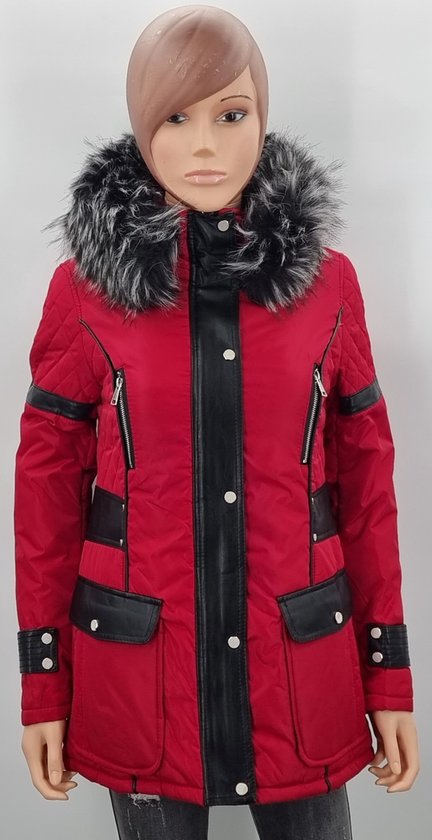Wulux - Veste Femme - Veste d'hiver Femme - Coupe Slim - Rouge - Taille S