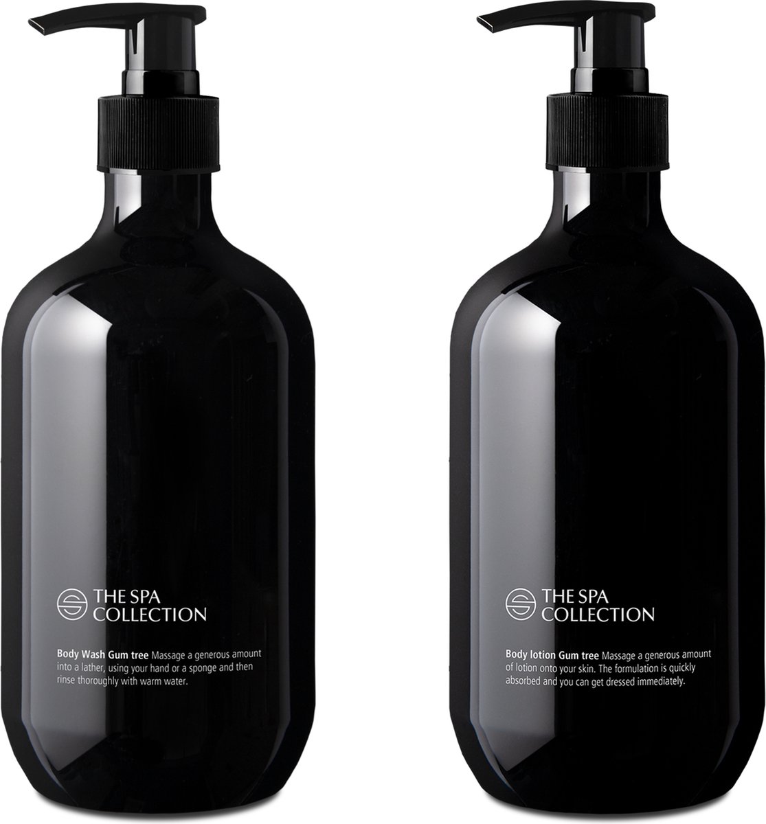 Goedkoopste The Spa Collection Gum Tree - Body Wash Body Lotion - 475 ml stijlvolle zwarte pompfles - Set van 2 stuks