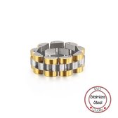 Schakel Ring | Ring Mannen | Presidente Ring | 8 mm | Staal | Zilverkleurig & Goudkleurig | Schakelring Mannen | Cadeau voor Man | Pin Remover | Cadeau voor Vrouw | Vaderdag | Vaderdag Cadeau | Cadeau voor Vrouw