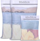 Wasnet Waszak Groot voor Wasmachine, Wasnet met Rits voor Delicate Kledingstukken, Ondergoed, Sokken, Gordijnen, Fleece Dekens, Beddengoed (Set van 3)