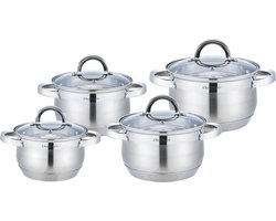 RVS Pannenset 8-delig - Inductie - Alle Warmtebronnen - Inductie