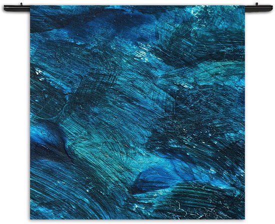 Mezo Wandkleed Abstrat Blauw Rechthoek Vierkant M (90 X 90 CM) - Wandkleden - Met roedes