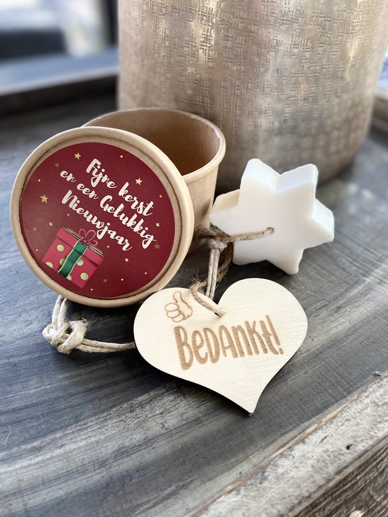 Savon en boîte avec souhait de Noël (couleur) + coeur en bois merci - Cadeau  de Noël | bol