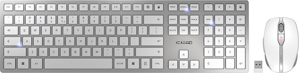 CHERRY DW 9100 SLIM toetsenbord RF-draadloos + Bluetooth QWERTY Amerikaans Engels Zilver
