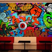 Fotobehangkoning - Behang - Vliesbehang - Fotobehang - Graffiti art - 300 x 210 cm