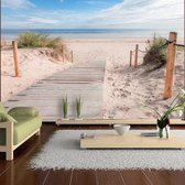 Fotobehangkoning - Behang - Vliesbehang - Fotobehang Pad naar de Zee - Strand - 350 x 245 cm