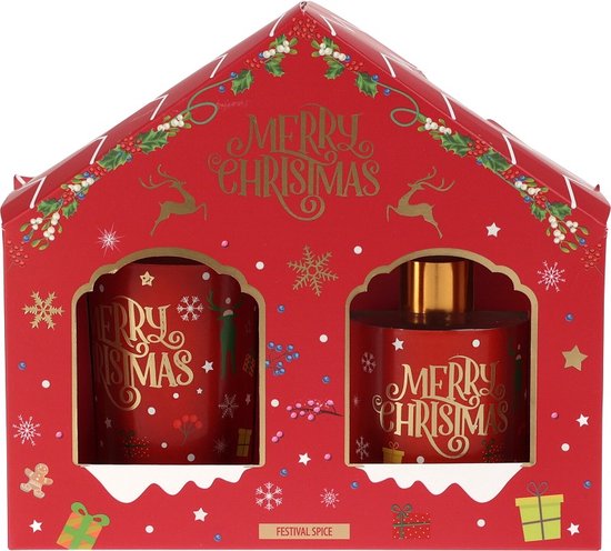 giftset - kaars - geurverspreider - kerst - geurkaars - geurstokjes