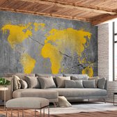 Fotobehangkoning - Behang - Vliesbehang - Fotobehang - Painted World - Wereldkaart - 250 x 175 cm