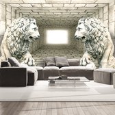 Fotobehangkoning - Behang - Vliesbehang - Fotobehang - Chamber of lions - 150 x 105 cm
