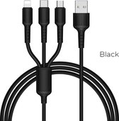 3 in 1 (USB-C / Lightning / Micro USB) Laadkabel Zwart