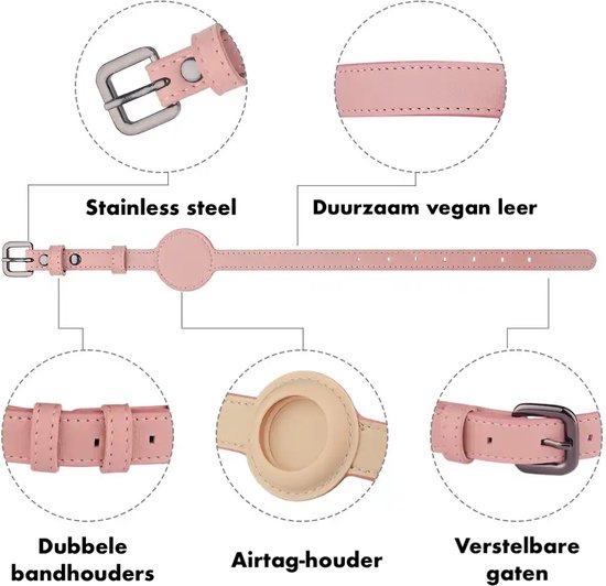 Airtag Halsband - voor Kat - Bruin - XS - Vegan leer - Airtag - Stijlvol en Comfortabel - Luks Pets