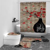 Floraweg Douchegordijn,Shower Curtain,badgordijn,badkamergordijn,stilte bloem en vaas,-topkwaliteit - digitale printen -Anti Schimmel - Inclusief 12 ringen -met 12 stuks douchegordijnhaken – Waterdicht -Wasbaar- Polyester - 180x200 cm