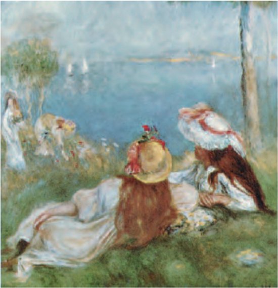 Mini kunstposter - Auguste Renoir - Meisjes aan zee - 24x30 cm