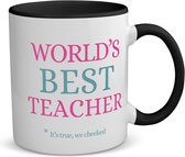 Akyol - world's best teacher koffiemok - theemok - zwart - Juf - beste juf - school - verjaardagscadeau - afscheidscadeau - kado - 350 ML inhoud