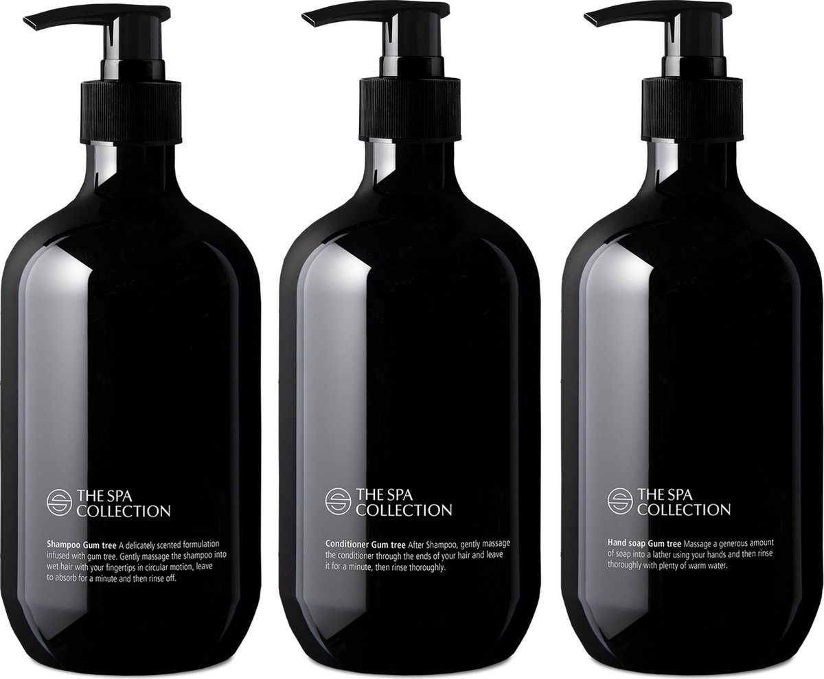 Goedkoopste The Spa Collection Gum Tree - Shampoo Conditioner Handzeep - 475 ml stijlvolle zwarte pompfles - Set van 3 stuks