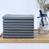 Ultra Premium microvezel keukenhanddoek, doek, theedoek, wafelpatroon, 8 stuks (30 x 30 cm, grijs)
