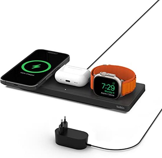 Belkin 3-1 draadloze Magsafe oplader - 15 W - Snellader - Zwart