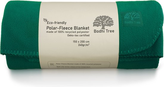 Fleece Deken 150 x 200 cm - Warm en Zacht - Duurzaam en Milieuvriendelijk - plaid woondeken yoga deken reisdeken - Groen