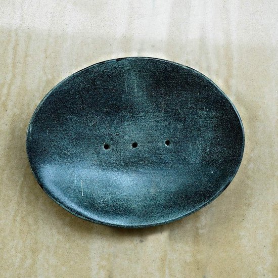 Accessoire Salle Bain élégant Porte-Savon Pierre Indien Ajuny - 5x4 Pouces - Gris - Fait Main - Économiseur Savon - Pour Salle De Bain/Cuisine Porte Eponge